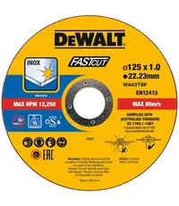 Set 100 discuri abrazive pentru taiere inox DeWalt DT20540-QZ 125 x 1 x 22.23 mm