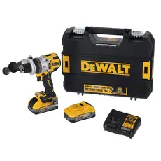 Set masina de gaurit si insurubat cu percutie DeWalt DCD1007H2T-QW cu 2 acumulatori 5 Ah si incarcator