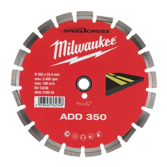 Disc diamantat asfalt Milwaukee SpeedCross ADD 350 x 25.4 mm