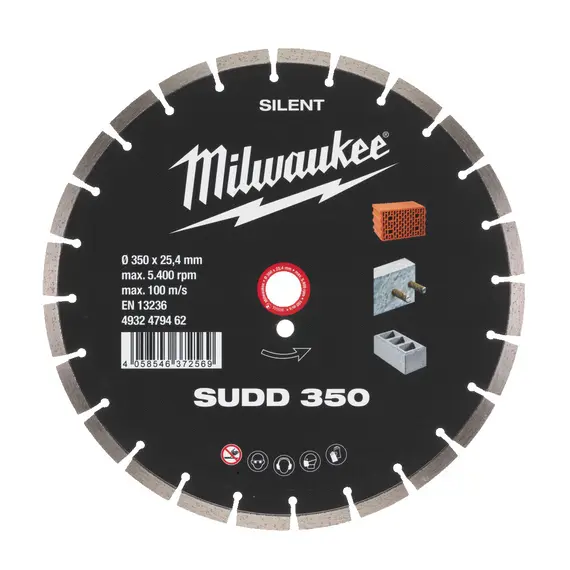 Disc diamantat silentios pentru beton Milwaukee SUDD 350 x 25.4 mm