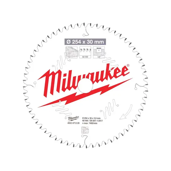 Panza de circular lemn Milwaukee Z60 254 x 30 mm