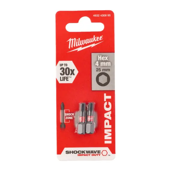 Set 2 biti Milwaukee Impact Hex 4 x 25 mm