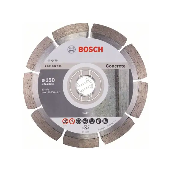 Disc diamantat pentru beton BOSCH Standard Concrete 150 x 22.23 x 2 x 10 mm (2608602198)
