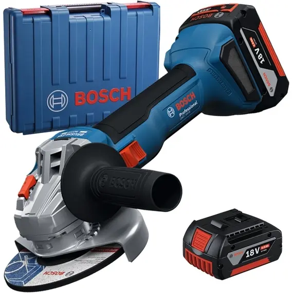 Set polizor unghiular BOSCH GWS 18V-8 cu 2 acumulatori 4Ah (06019N9020)