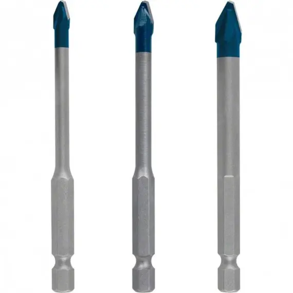 Set 3 burghie pentru placi ceramice BOSCH HEX-9 HardCeramic, 5/6/8 mm, Lungime 90 mm (2608900595)