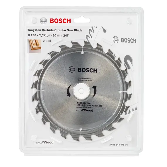 Disc circular pentru lemn BOSCH Eco Wood, 190 x 30 x 1.4 mm, 24T (2608644376)