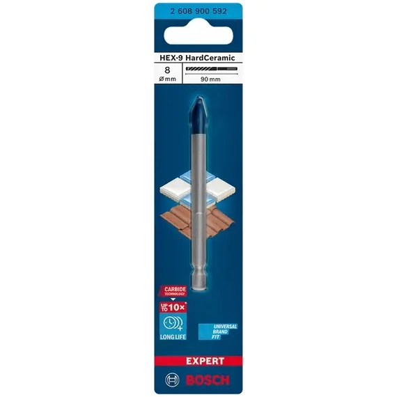 Burghiu pentru placi ceramice BOSCH HEX-9 HardCeramic 8 x 90 mm (2608900592)