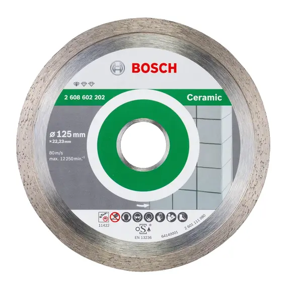 Disc diamantat pentru placi ceramice BOSCH Ceramic 125 x 22.23 x 1.6 mm (2608602202)