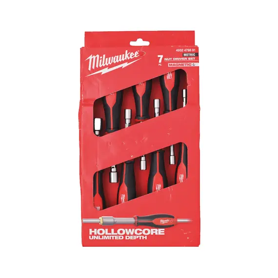 Set 7 surubelnite cu cap hexagonal magnetic Milwaukee HOLLOWCORE (4932479891)