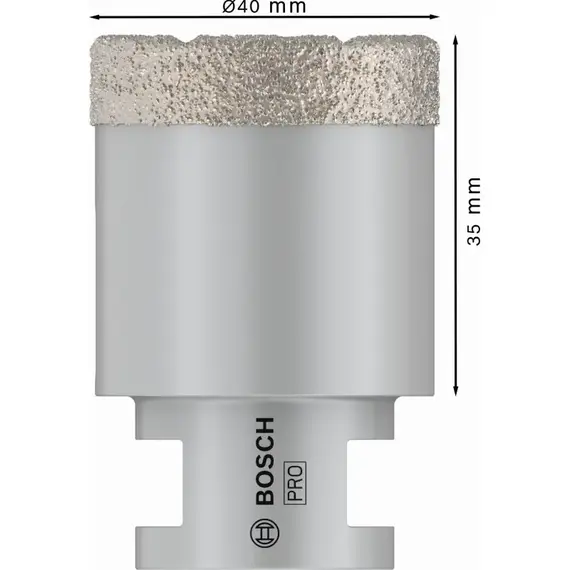 Carota diamantata de foraj pentru gresie si faianta BOSCH Dry Speed 40 mm (2608587123)