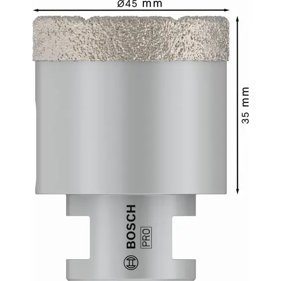 Carota diamantata de foraj pentru gresie si faianta BOSCH Dry Speed 45 mm (2608587124)