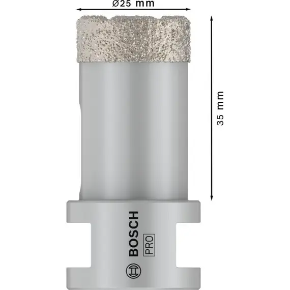 Carota diamantata de foraj pentru gresie si faianta BOSCH Dry Speed 25 mm (2608587117)
