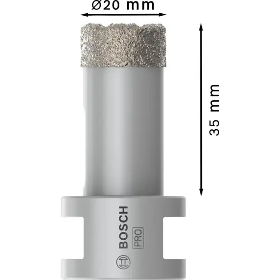 Carota diamantata de foraj pentru gresie si faianta BOSCH Dry Speed 20 mm (2608587115)
