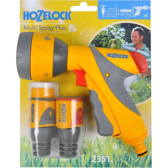 Set pistol de stropit Hozelock 2684 cu 2 conectori, 6 tipuri de jet, Plastic (2351)