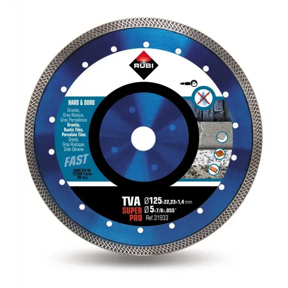 Disc diamantat materiale foarte dure RUBI TVA SuperPro 125 mm (31933)