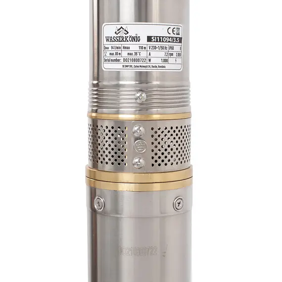 Pompa submersibila centrifugala multietajata Wasserkonig SI11094/3.5, Diametru 3.5", Putere 1800 W, Debit 5640 l/h, Inaltime refulare 110 m