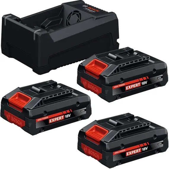 Set 3 acumulatori BOSCH EXPERT EXBA18V-40 4 Ah si incarcator GAL12V/18V-80 (0615V0005X)