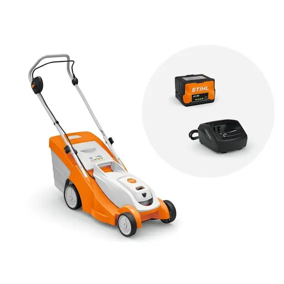 Set masina de tuns gazon STIHL RMA 239.1 cu acumulator AK 30 si incarcator AL 101