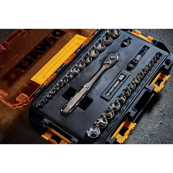 Set chei tubulare 1/4 si 3/8 inch DeWalt DWMT45034-0, 5-19 mm, 34 piese