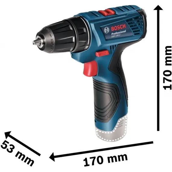 Set masina de gaurit si insurubat BOSCH GSR 120-LI cu 2 acumulatori 2 Ah, incarcator si diverse accesorii (06019G8002)