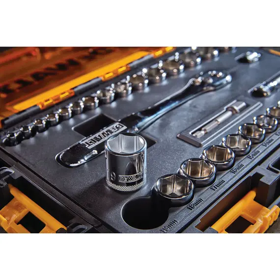 Set chei tubulare 1/4 si 3/8 inch DeWalt DWMT45034-0, 5-19 mm, 34 piese